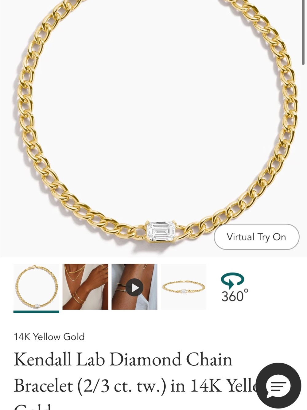 Lab Diamond Gold Chain Bracelet - 14K Yellow Gold